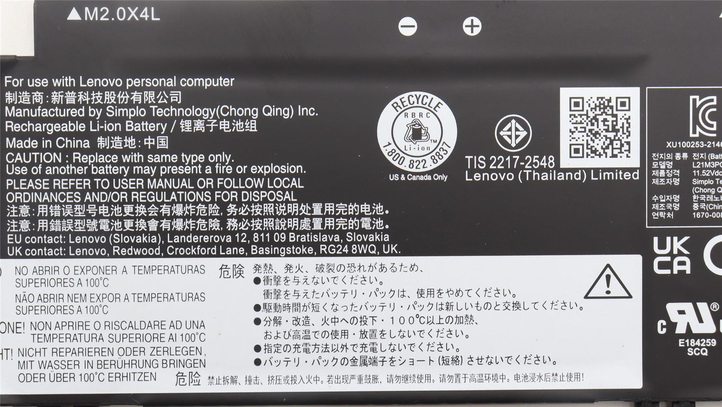 Lenovo Chromebook L14 3 L15 3 L14 4 L15 4 C14 1 Battery 5B11H56342