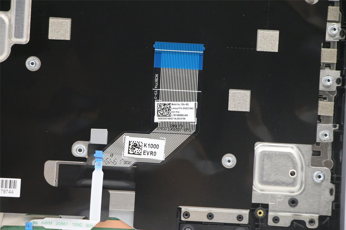 Lenovo 300e 2nd Gen Palmrest Touchpad Cover Keyboard Belgian Black 5CB0T45115