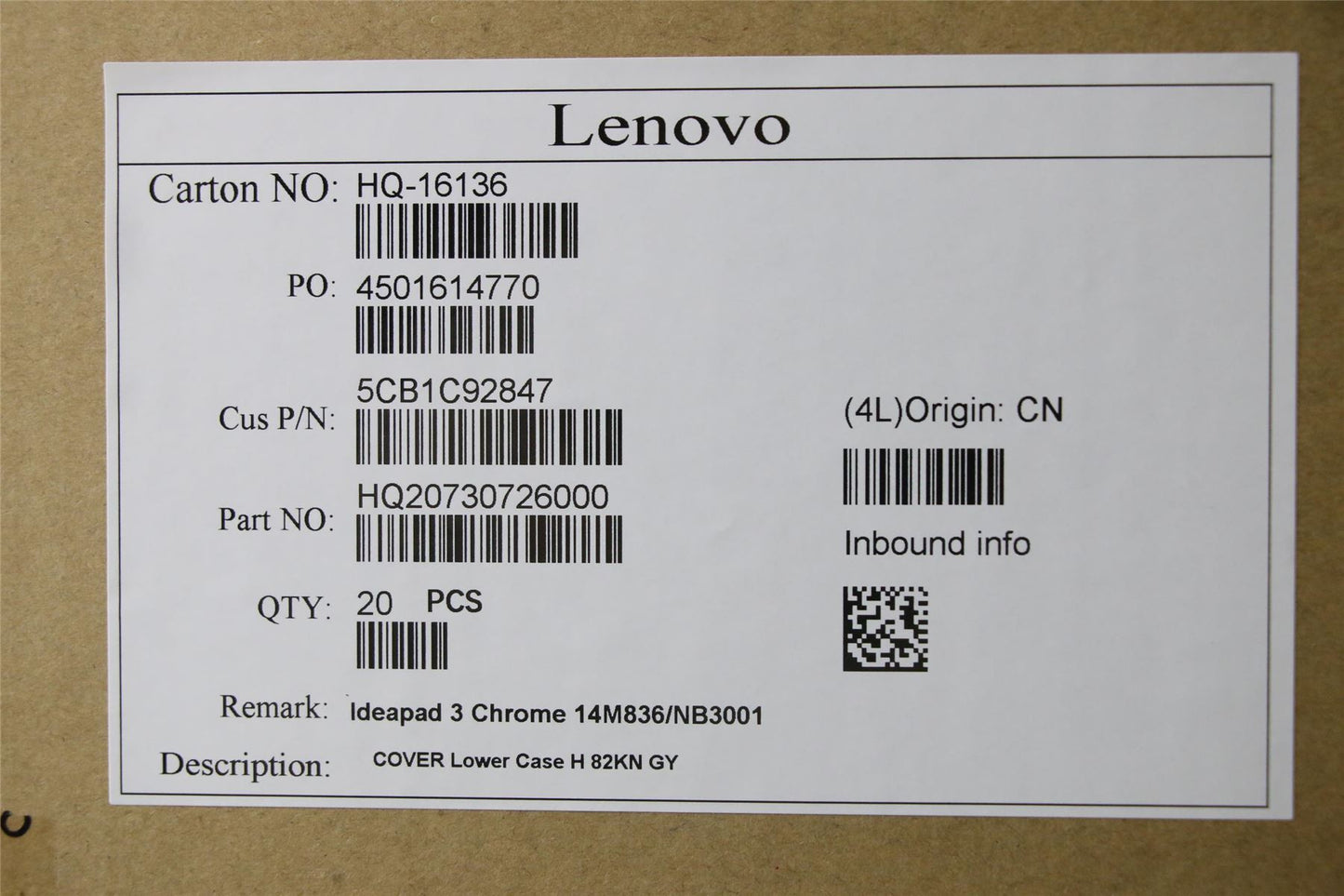 Lenovo Chromebook 14M836 Bottom Base Lower Cover Silver 5CB1C92847