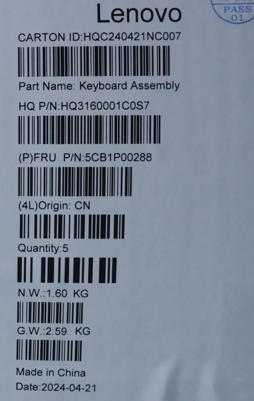 Lenovo UpperCaseASM NORDIC H83DJ NFP TT 5CB1P00288