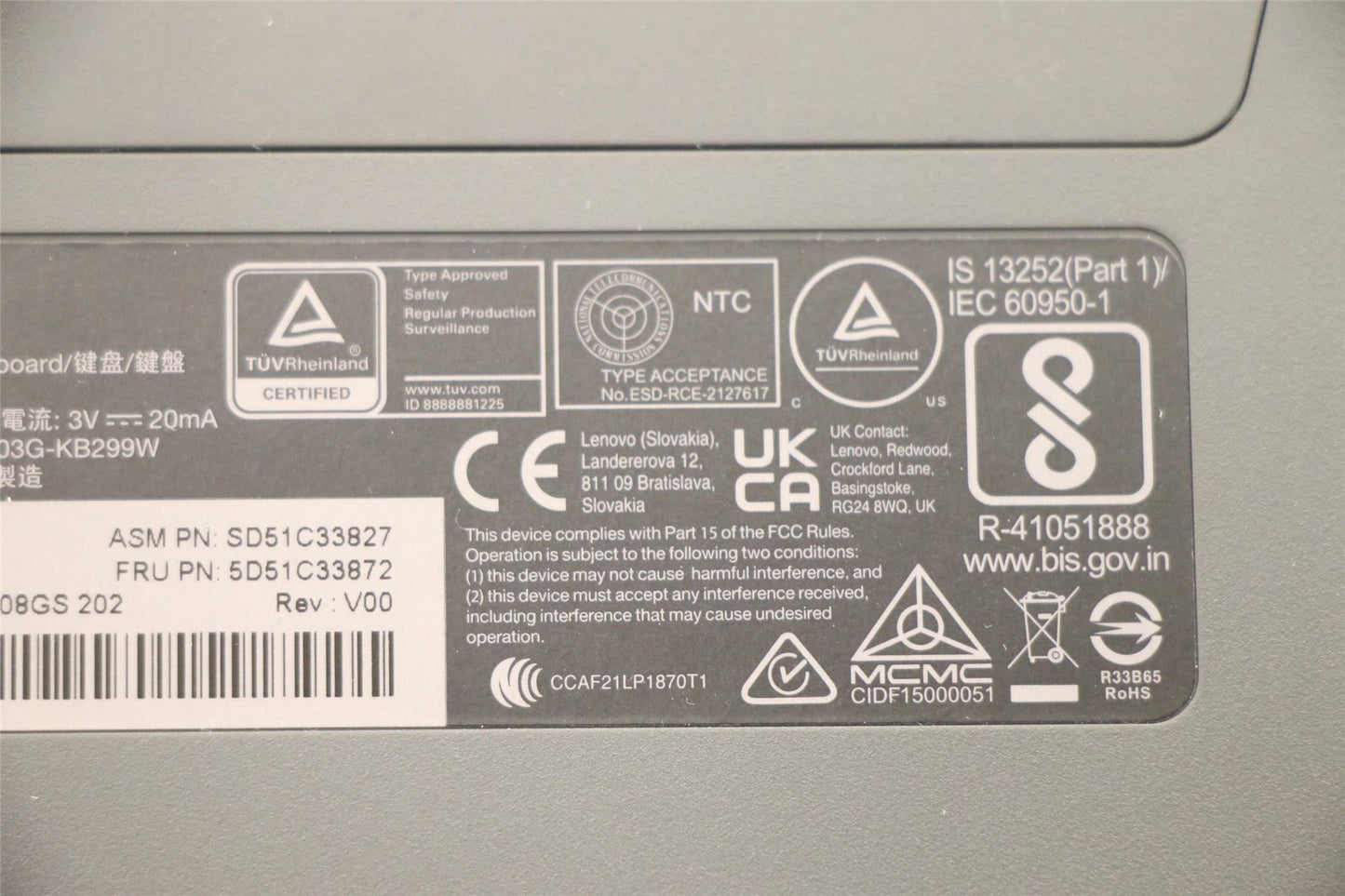 Lenovo Split KBD-US Euro 5D51C33872