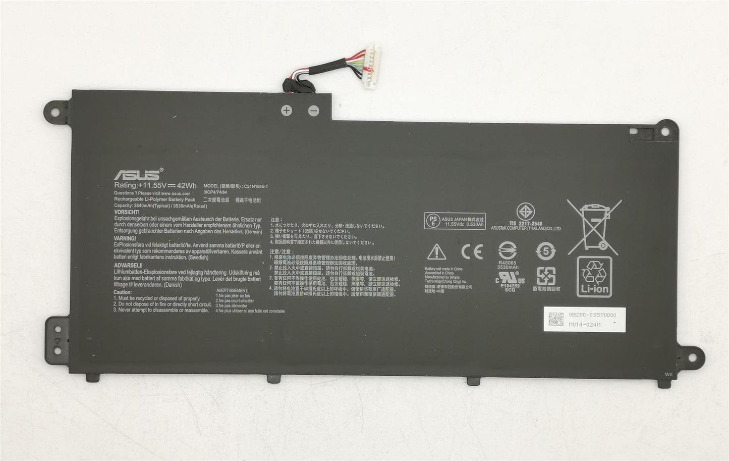 Asus C436FA C436FA C436 Battery/Cos Poly/C31N1845-1 0B200-03570000