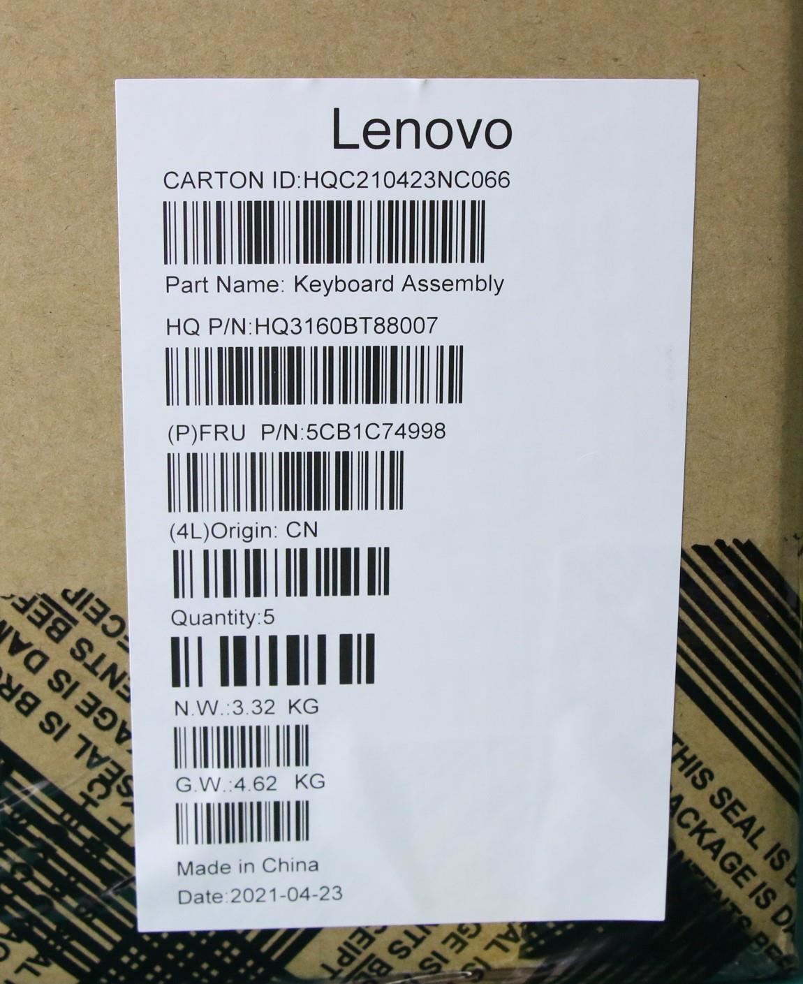 Lenovo IdeaPad 5 16ACH6 Palmrest Touchpad Cover Keyboard Belgian Grey 5CB1C74998