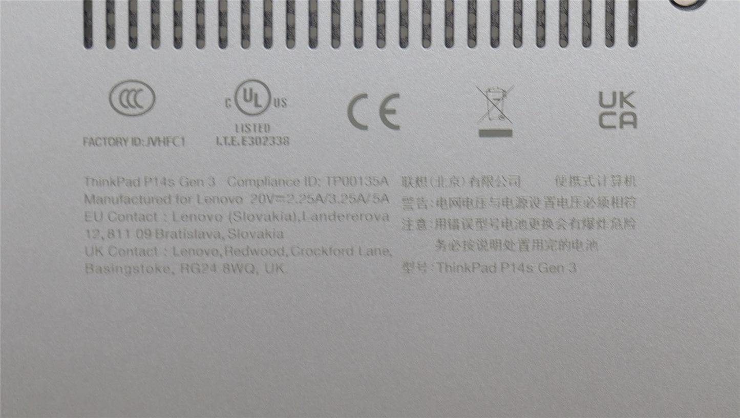 Lenovo FRU P14SG3_D_COVER_UMA_WW_ASSY_GR 5CB0Z69585