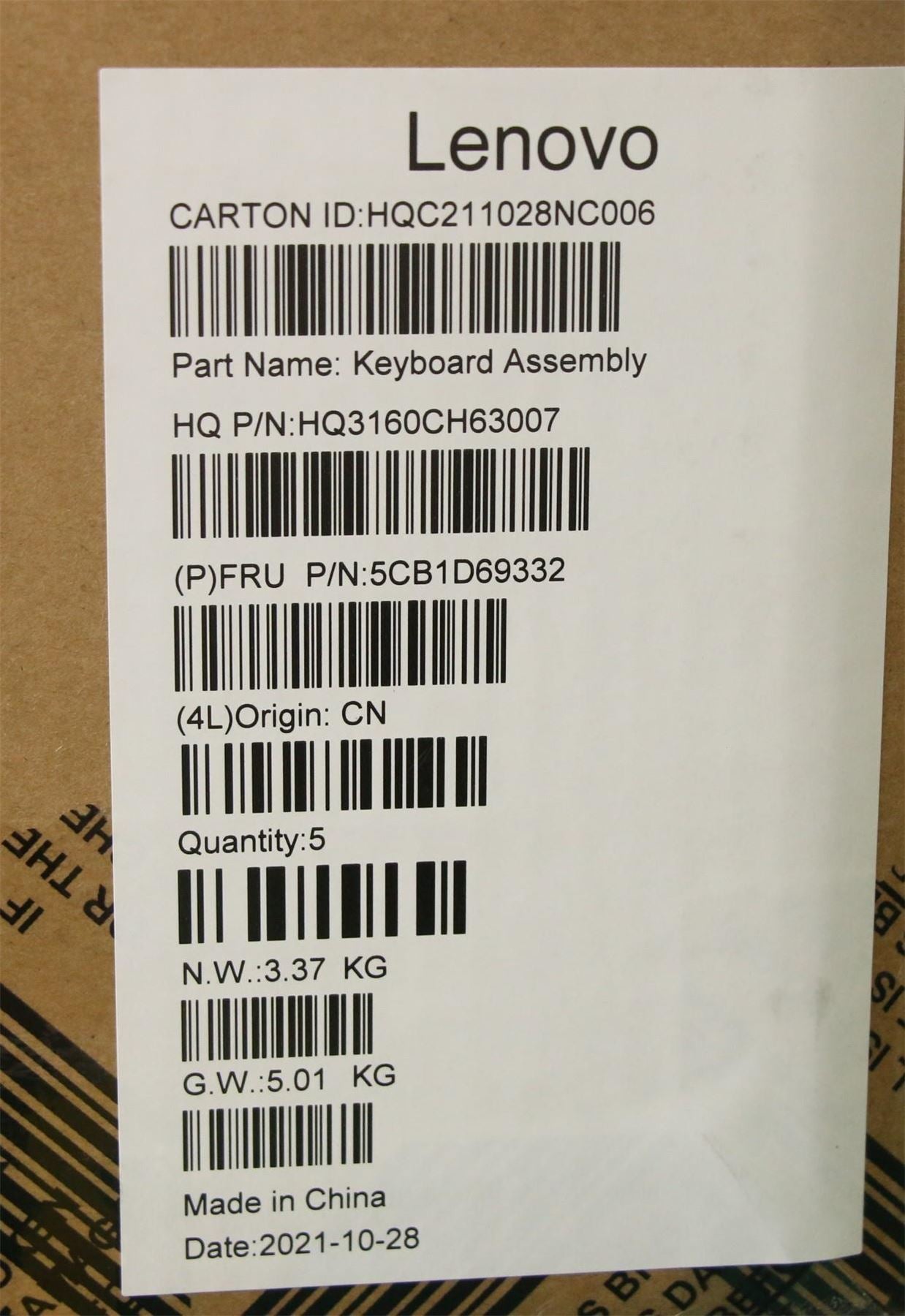 Lenovo IdeaPad 3 15IJL6 Palmrest Cover Touchpad Keyboard Grey 5CB1D69332