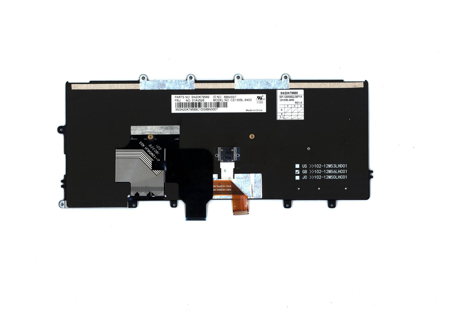 Lenovo ThinkPad X260 Keyboard Swiss Black Backlit 01AV526