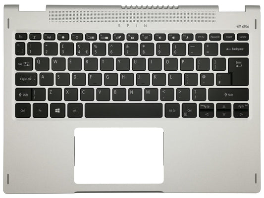 Acer Spin SP313-51N Palmrest Cover Keyboard UK Silver Backlit 6B.A6CN1.031