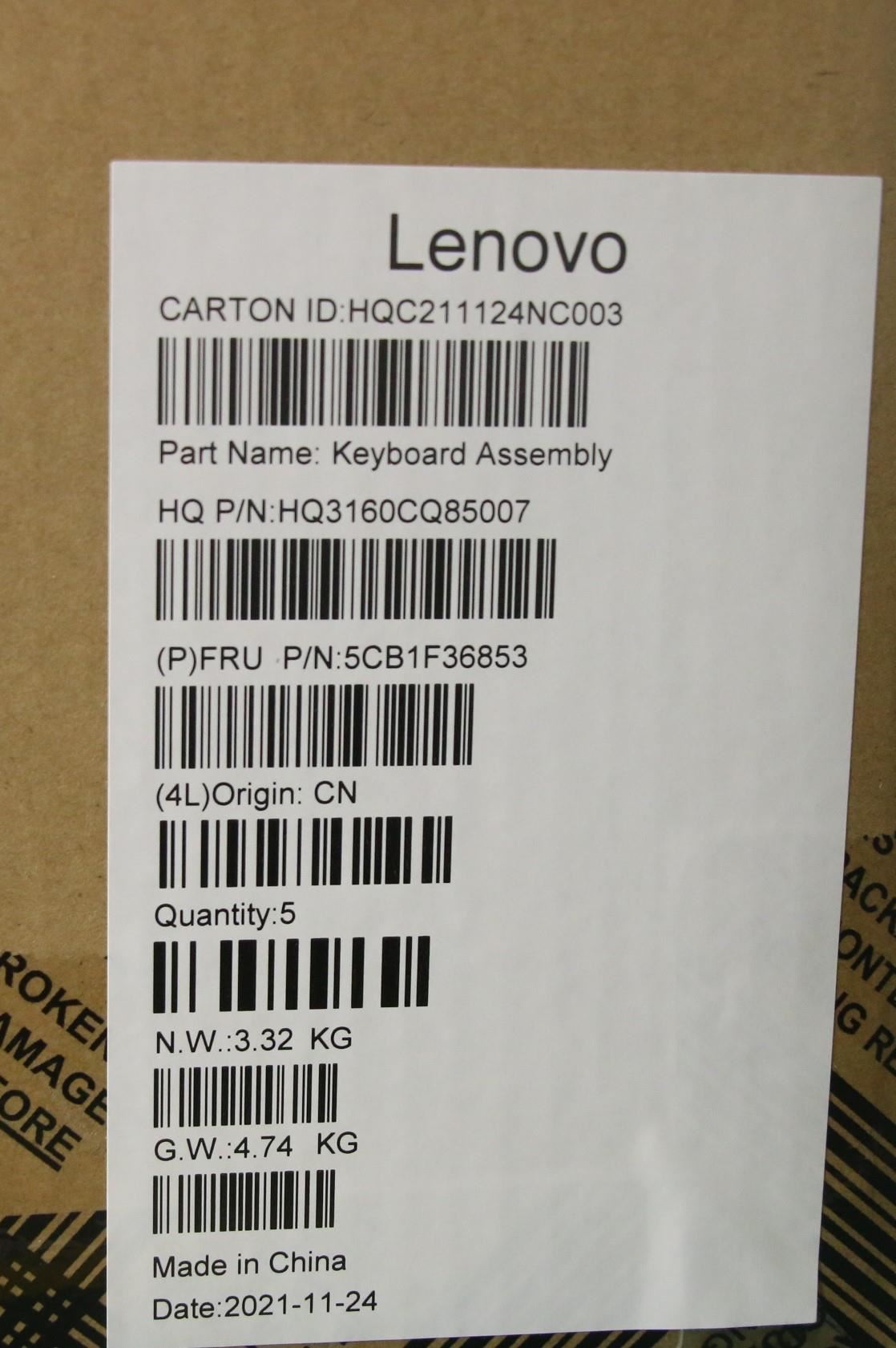 Lenovo Yoga 7 Pro 16ACH6 Keyboard Palmrest Top Cover German Grey 5CB1F36853