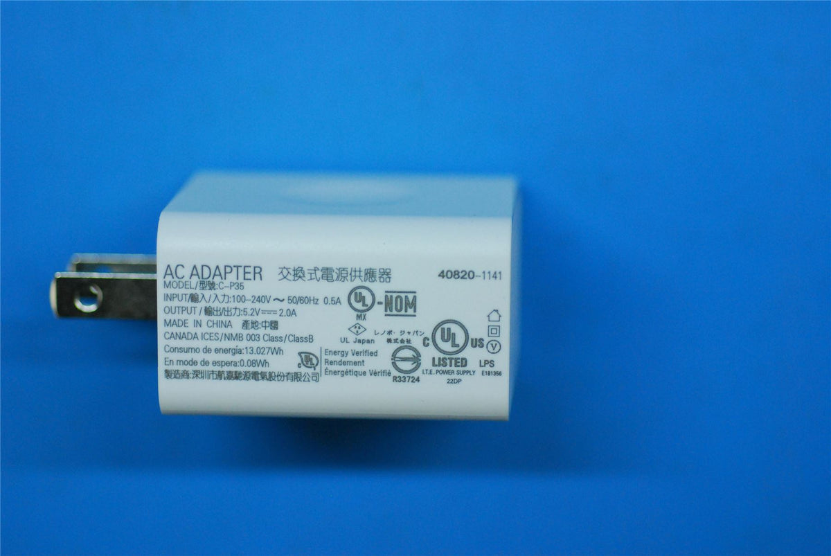Lenovo Charger;C-P35;5.2V/2A;US;White;HJ 5.2V 2A AC Charger Adapter 5A19A464N3