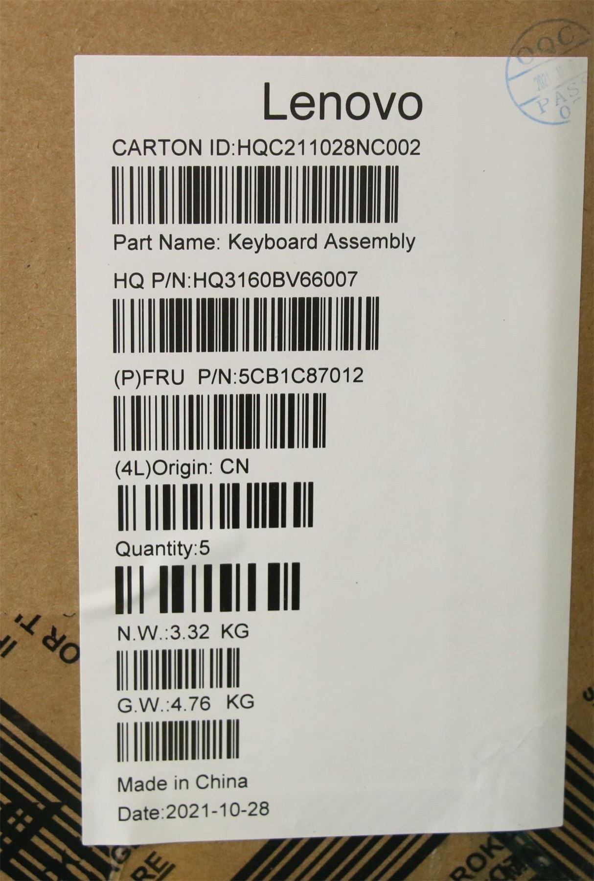 Lenovo IdeaPad 5 16IHU6 Palmrest Cover Touchpad Keyboard UK Europe 5CB1C87012