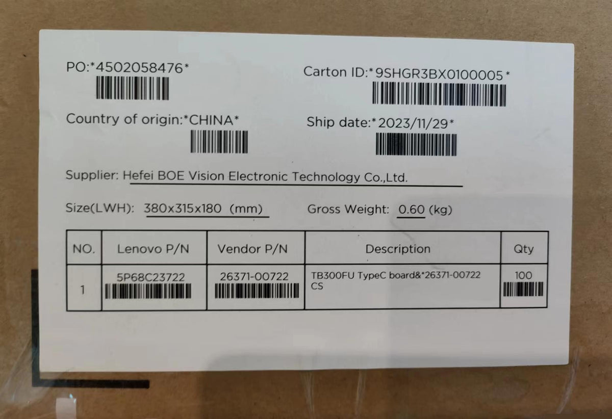 Lenovo TB300FU TypeC board&*26371-00722 CS Board 5P68C23722