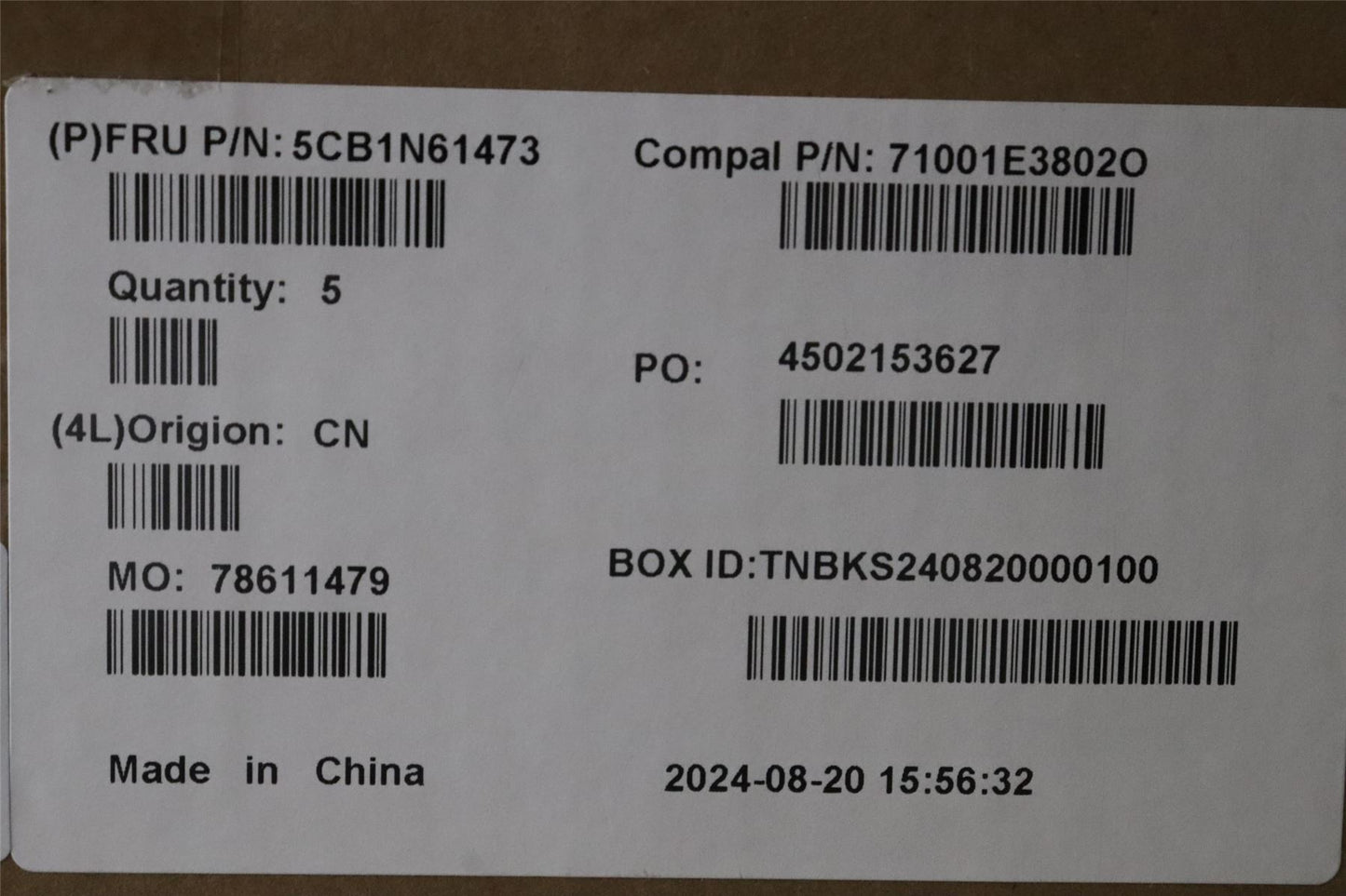 Lenovo Upper Case ASM_FRA C 83FD EB RGB 5CB1N61473