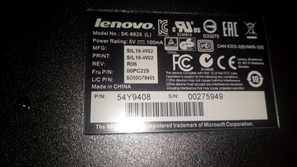 Lenovo NetVista USB Czech (ABB) 489 Keyboard 00PC229