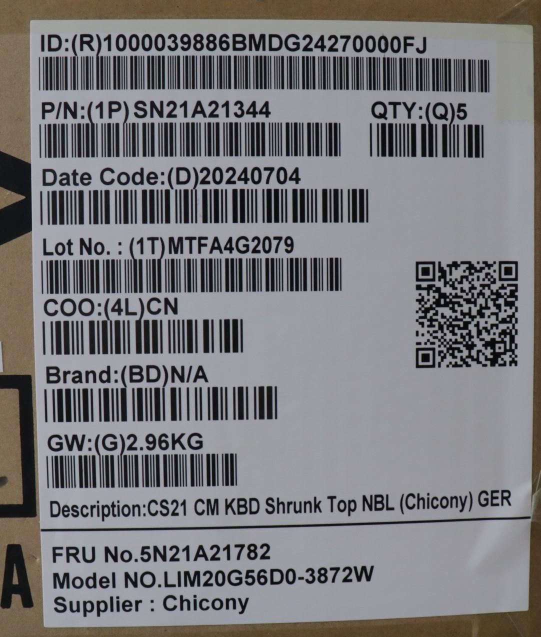 Lenovo ThinkPad X13 2 Keyboard German Black 5N21A21782