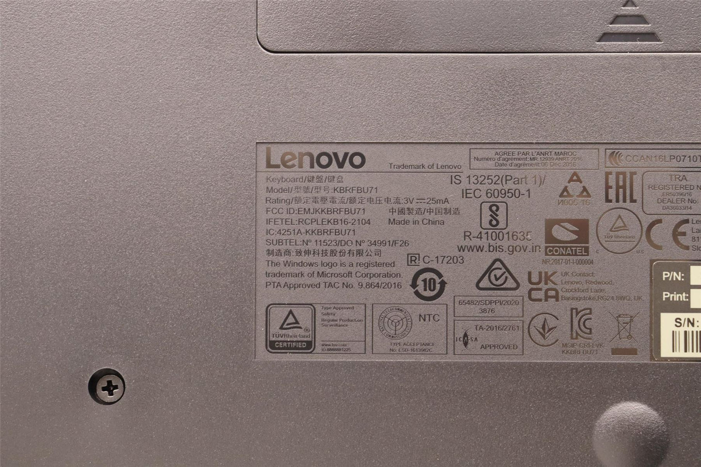 Lenovo WL KM Calliope BK BUL 5KM0U87640