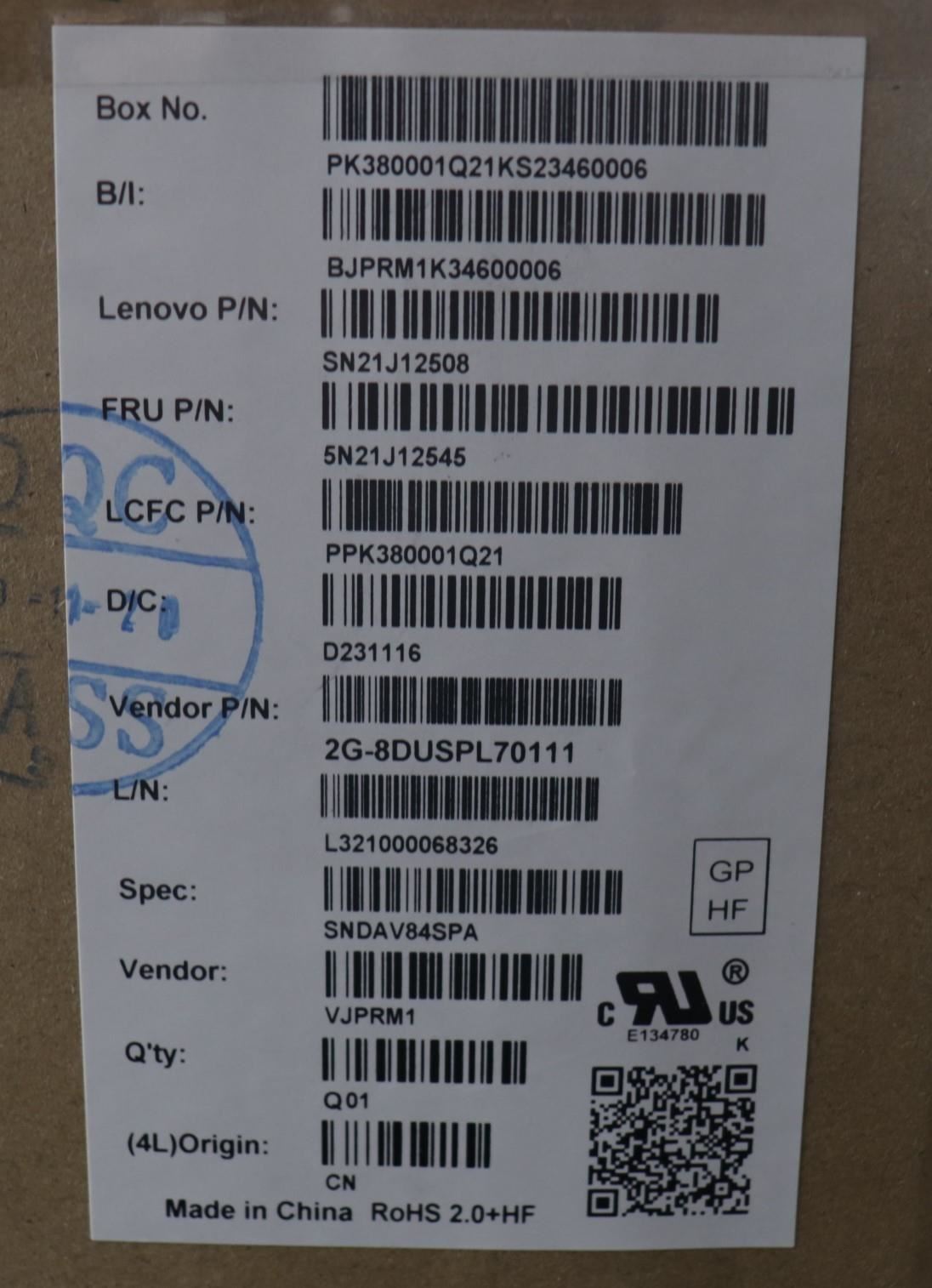 Lenovo NDA-V KBD,LBL-1,PMX,SPA 5N21J12545