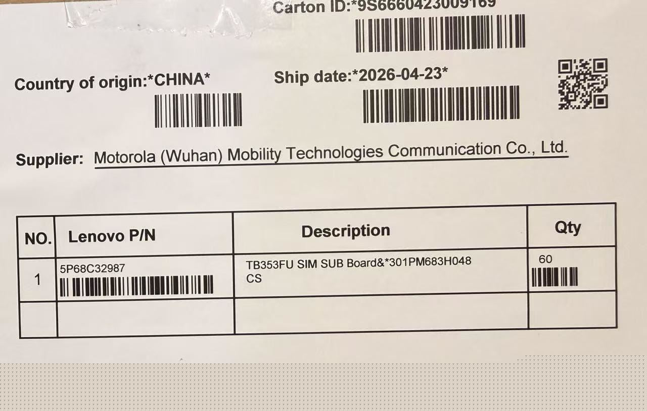 Lenovo TB353FU SIM SUB Board&*301PM683H048 CS Board 5P68C32987