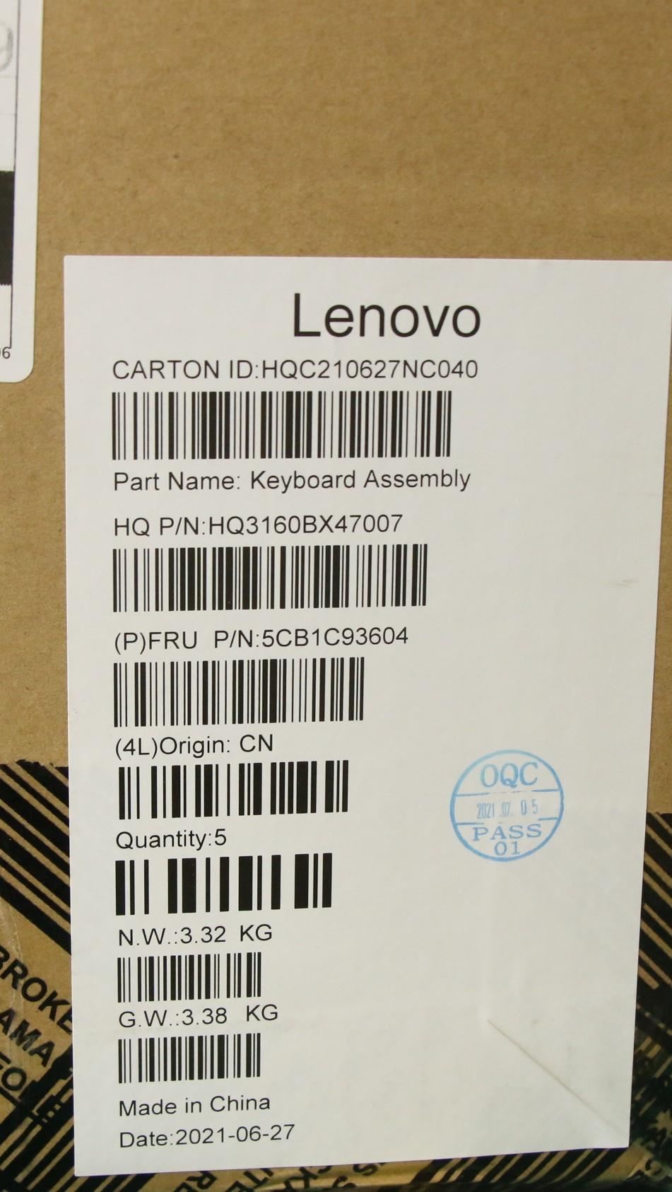 Lenovo ThinkBook G2 ITG Keyboard Palmrest Top Cover Italian 5CB1C93604
