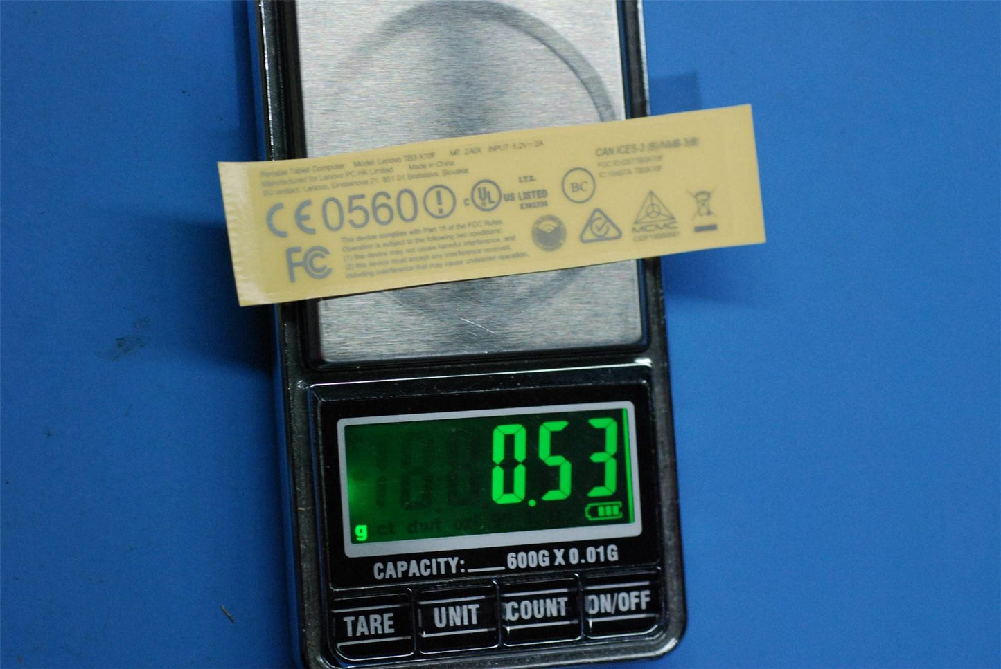 Lenovo TB3-X70F RatingLabel&*HQ60402864000 CS 5L18C05629