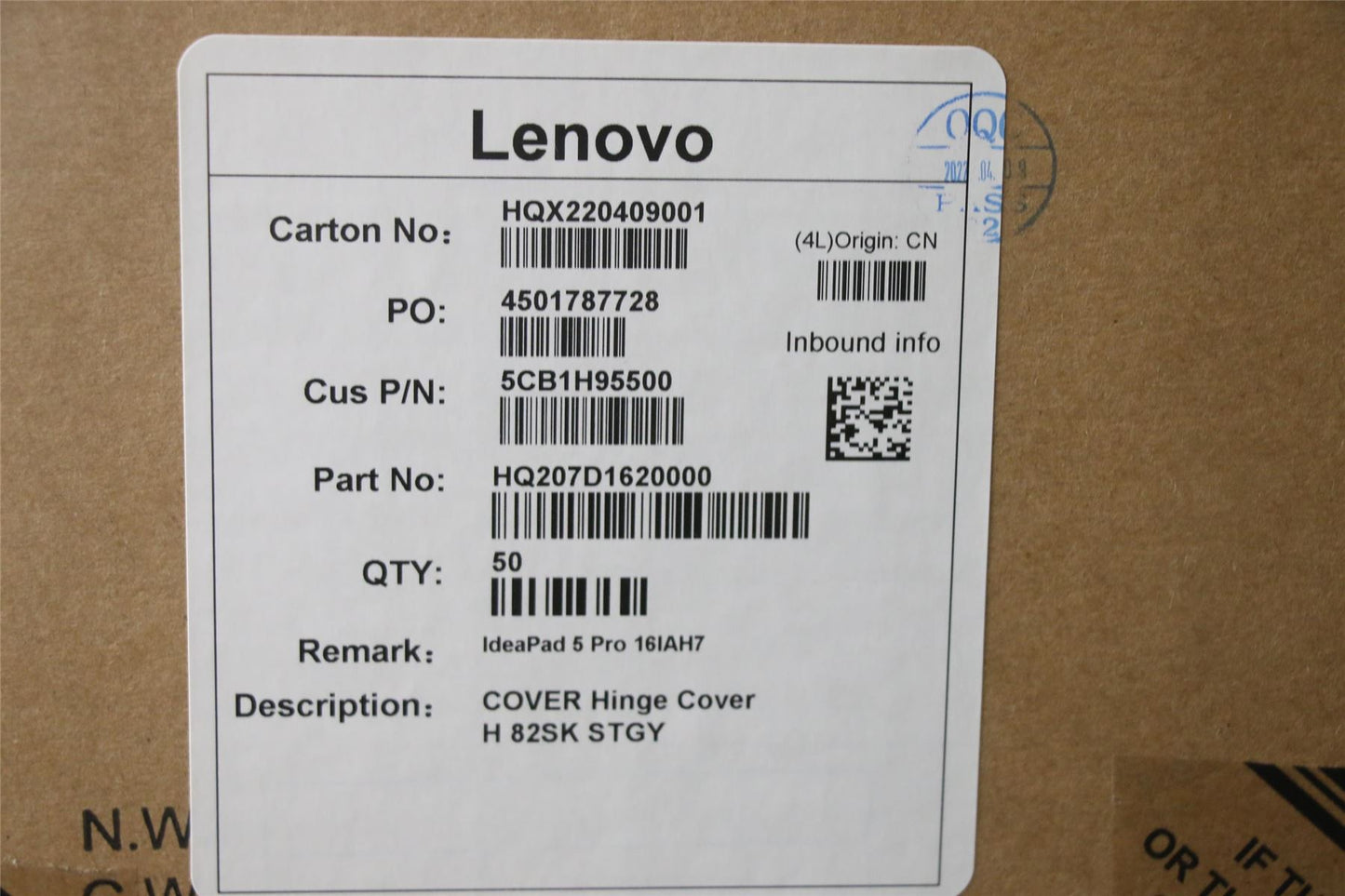Lenovo Pro 5 Pro 16IAH7 5 Pro 16ARH7 Hinge Cap Strip Trim Cover Grey 5CB1H95500