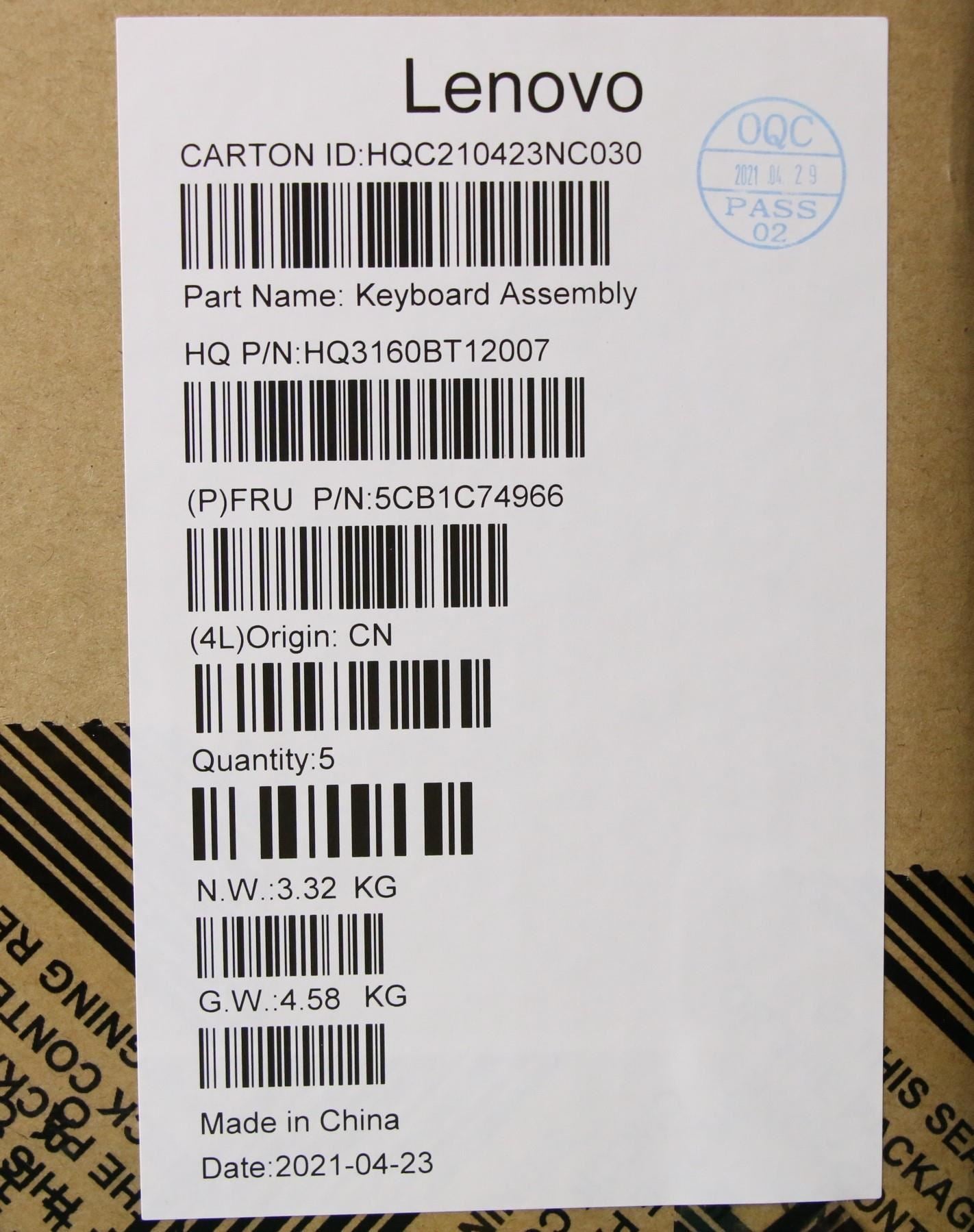 Lenovo IdeaPad 5 16ACH6 Palmrest Cover Touchpad Keyboard Belgian 5CB1C74966