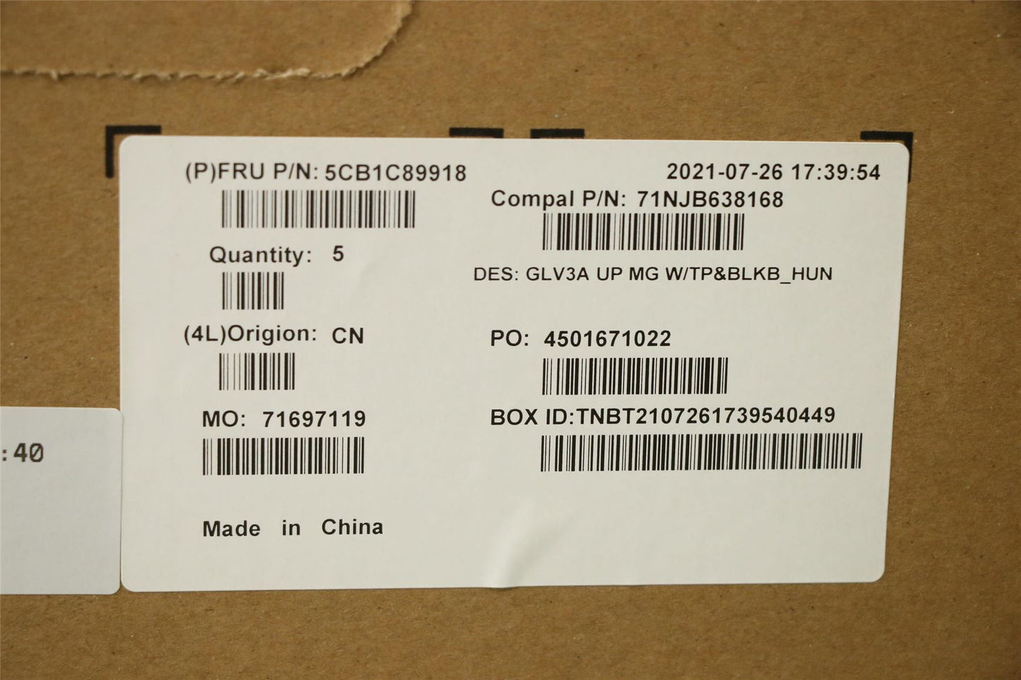 Lenovo ThinkBook 14 G3 ACL Palmrest Cover Touchpad Keyboard Grey 5CB1C89918