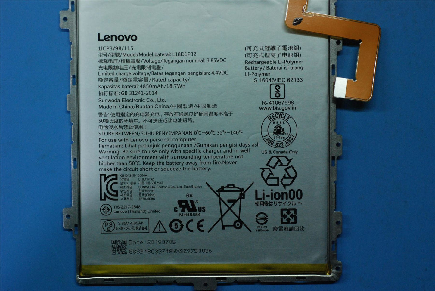 Lenovo Tab B10 M10 HD Tablet TB-X505F TB-X505L TB-X505X Battery 5B18C14569