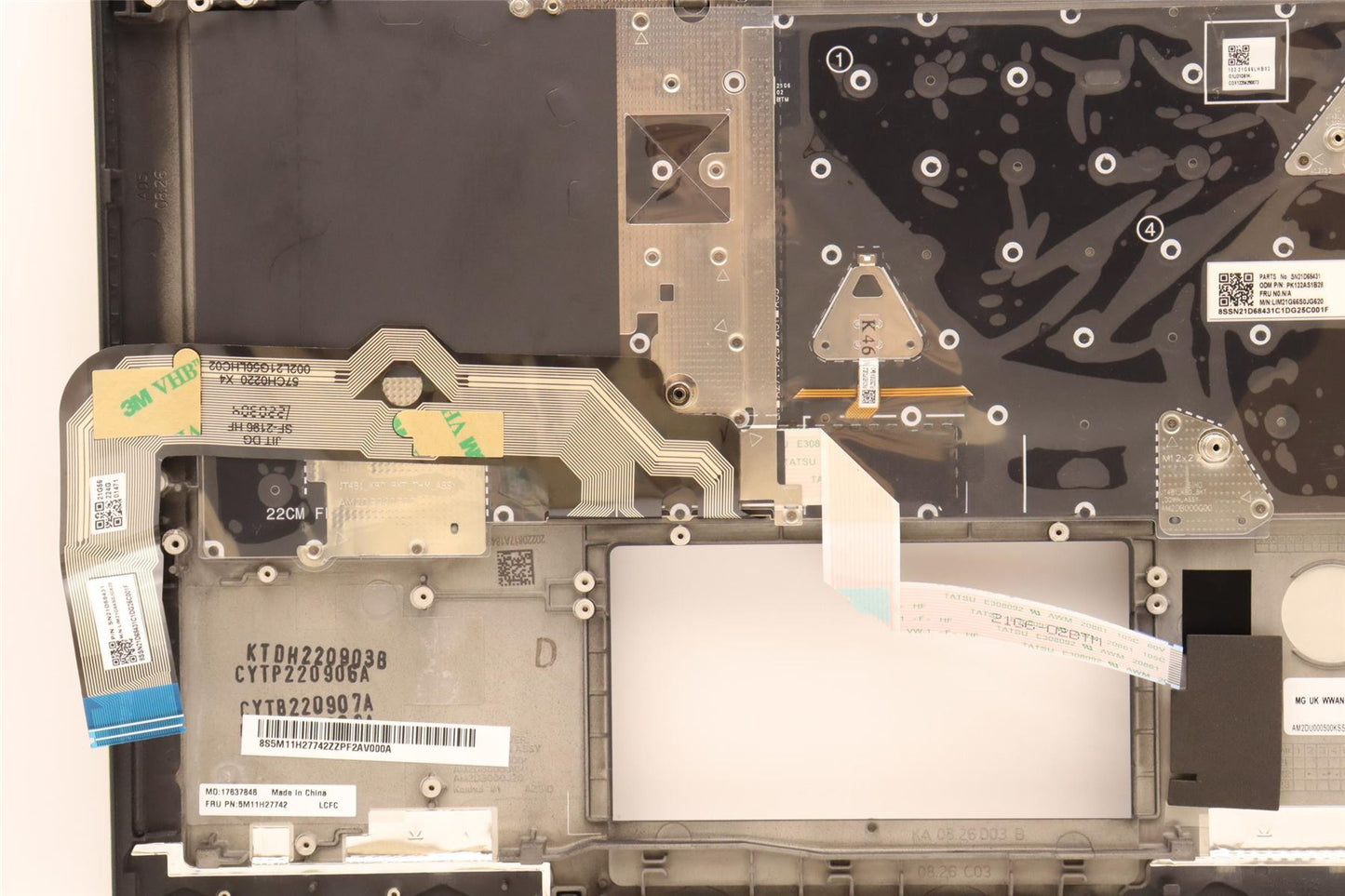 Lenovo ThinkPad T14s Gen 3 Keyboard Palmrest Top Cover Black Backlit 5M11H27742