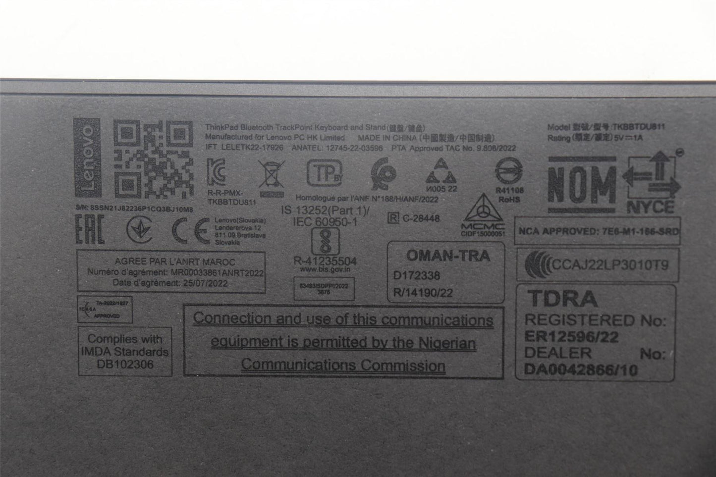 Lenovo NDA-V KBD,LBL-2,PMX,ARA 5N21J82257
