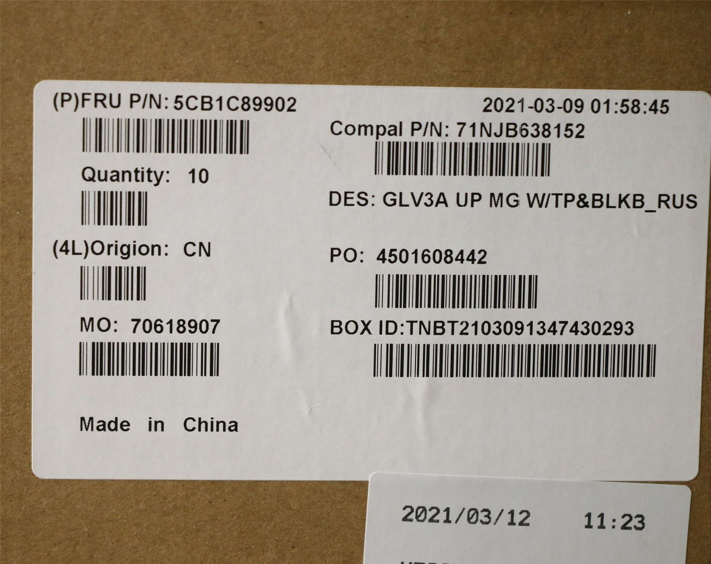 Lenovo ThinkBook 14 G3 ACL Palmrest Touchpad Cover Keyboard Russian 5CB1C89902