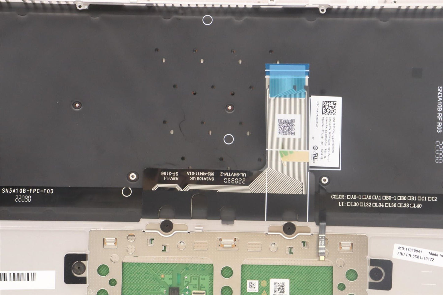 Lenovo Yoga 9 14IAP7 Palmrest Cover Touchpad Keyboard Belgian Silver 5CB1J10172