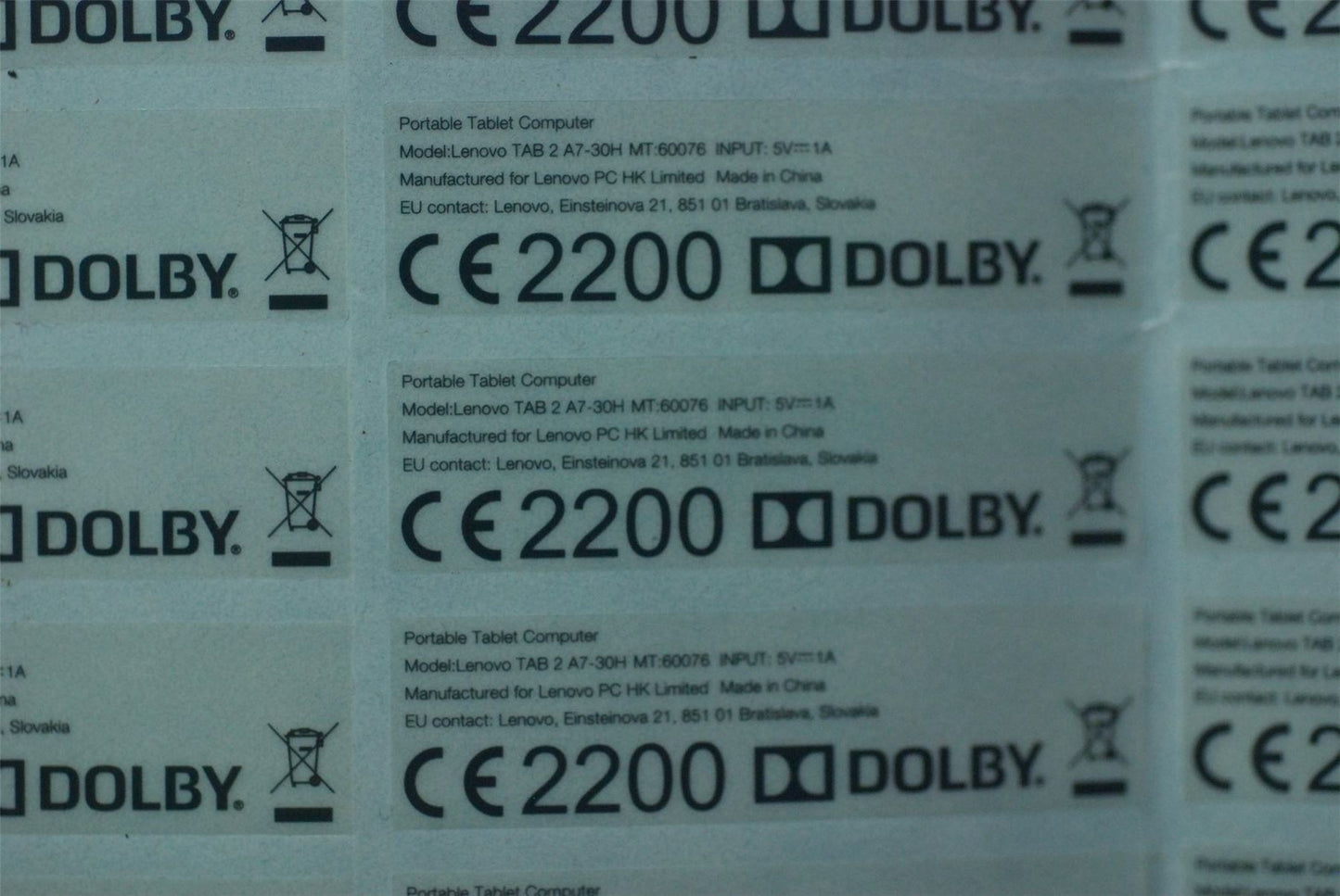 Lenovo A7-30H rating label&*HQ60401671000 CS 5L18C00966