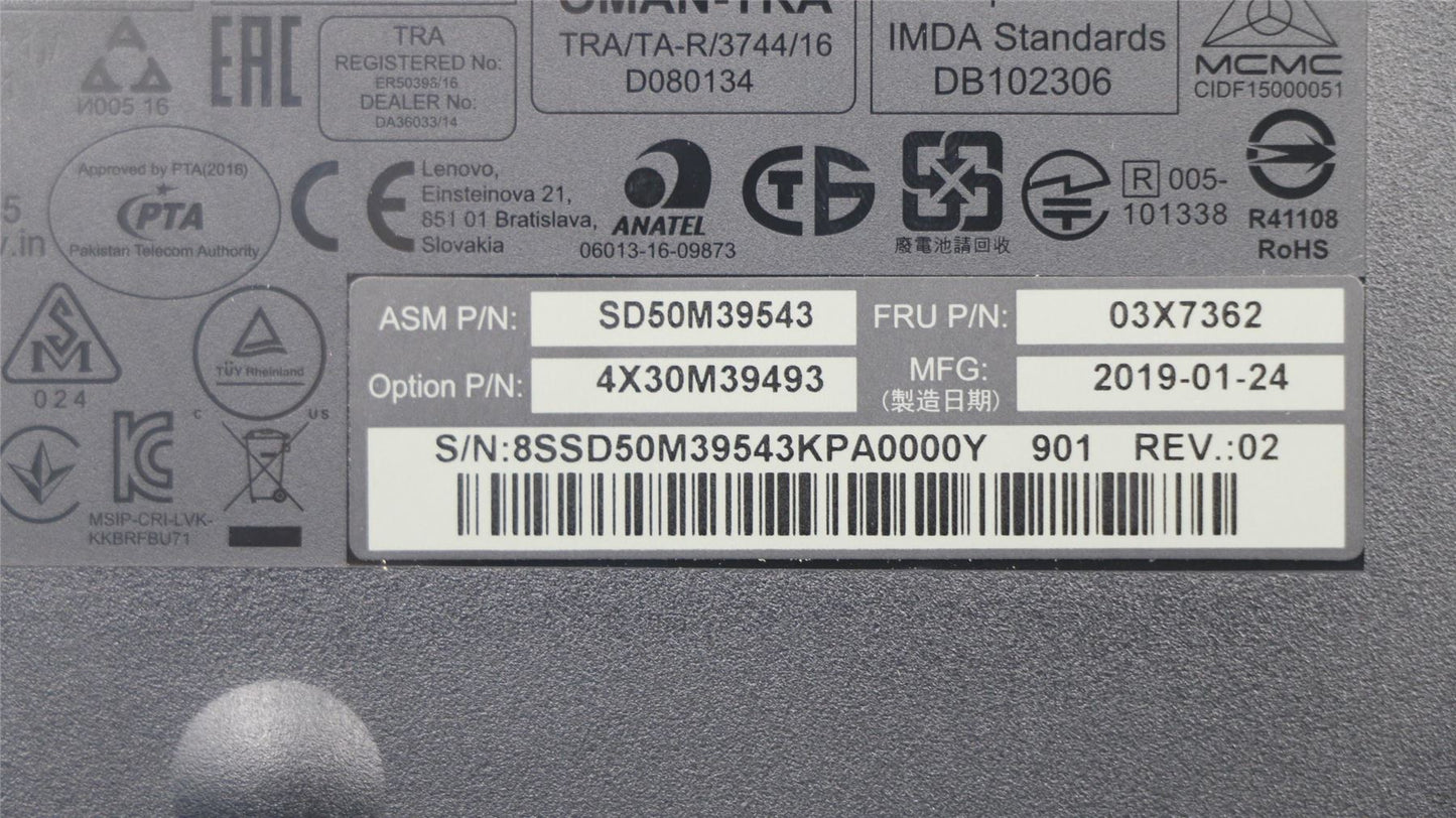 Lenovo ThinkPad T490 Wireless Keyboard Thailand Black 03X7362