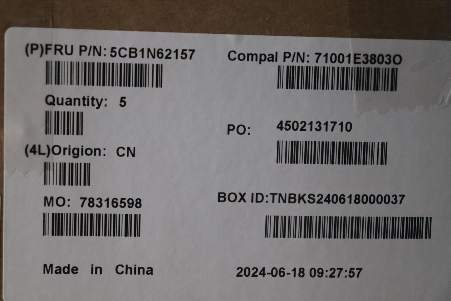 Lenovo UpperCaseASM_BEL C 83FD WH RGB 5CB1N62157