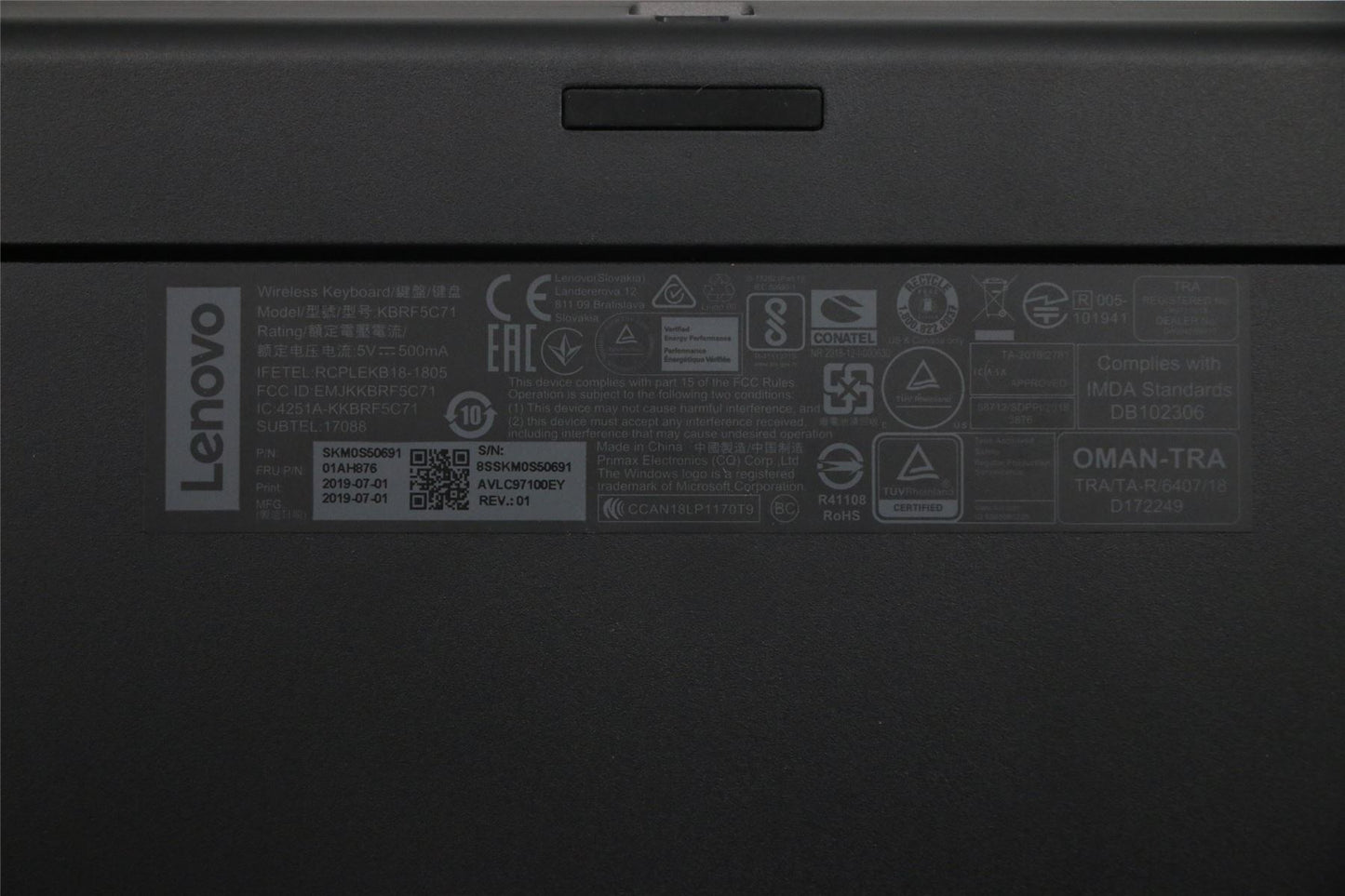 Lenovo IdeaCentre A940-27ICB A540-27ICB Wireless Keyboard Mouse US Grey 01AH876