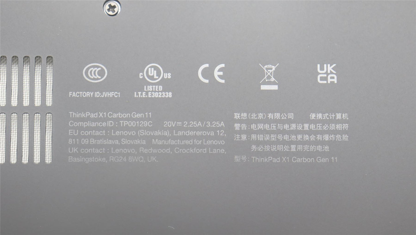 Lenovo ThinkPad X1 11th Gen Bottom Base Lower Chassis Cover Grey 5CB1J18173