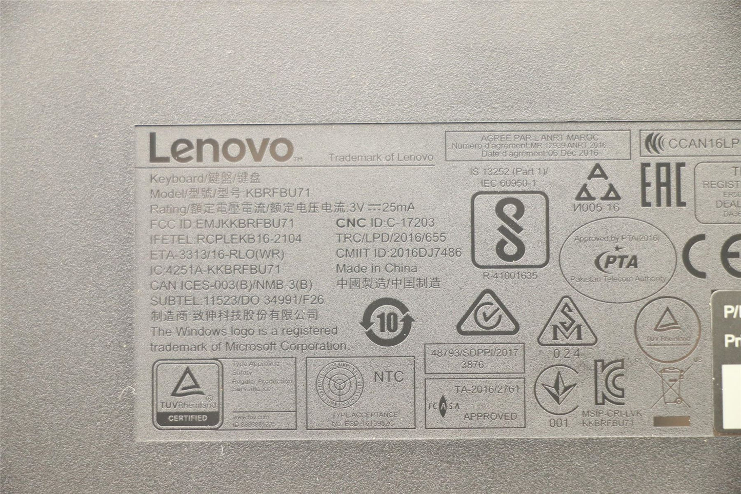 Lenovo WL KM Calliope SR BEL ENG 00XH850