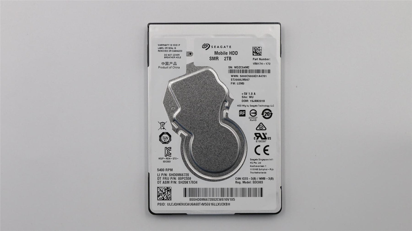 Lenovo 00PC559 HDD_ASM 2.5 2TB SMR 7mm HDD FRU