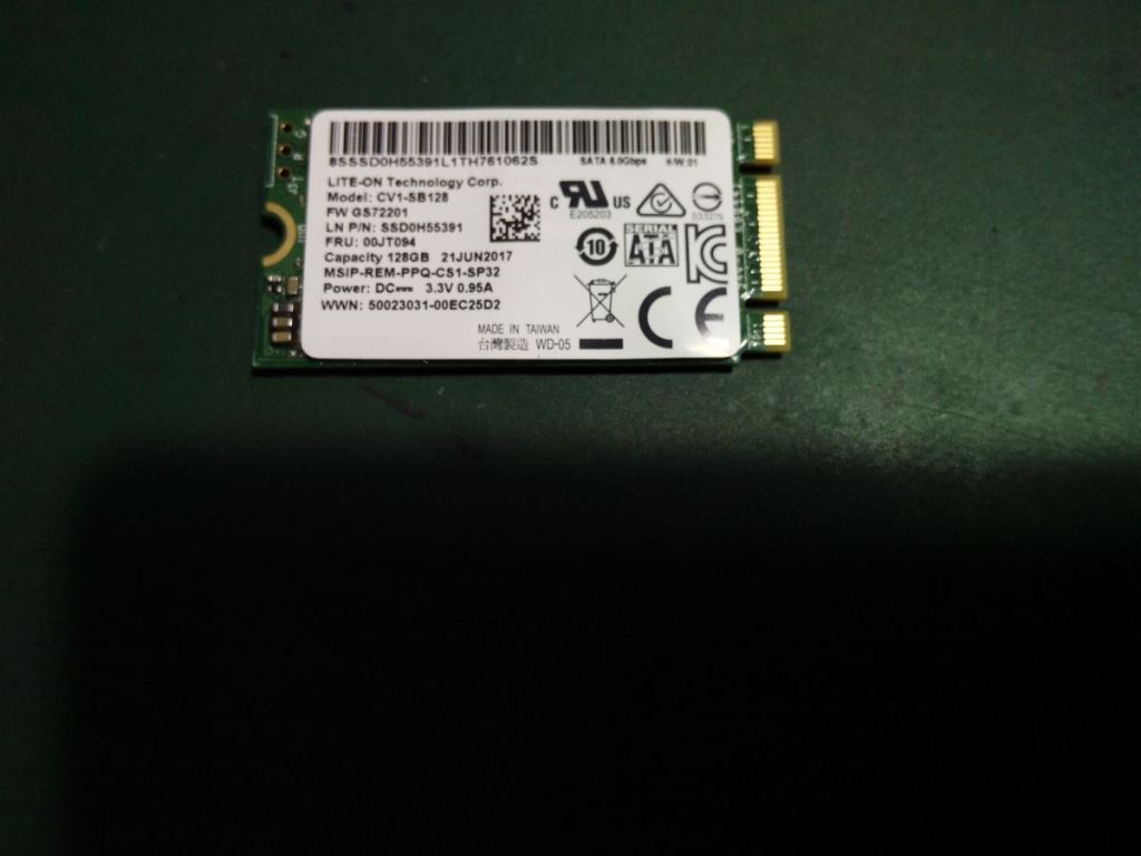 Lenovo 128G, M.2, 2242, SATA6G, LTON, STD 00JT094