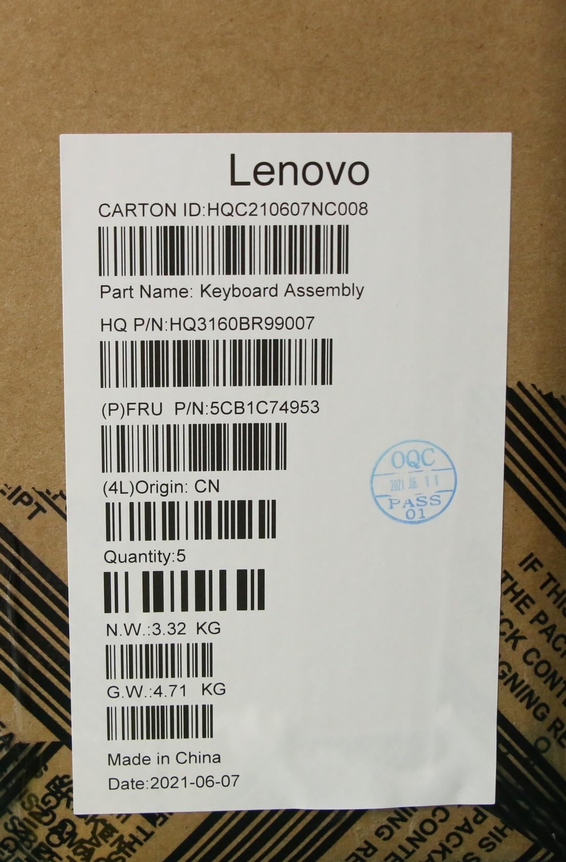 Lenovo IdeaPad 5 Pro-16ACH6 Palmrest Cover Touchpad Keyboard Nordic 5CB1C74953