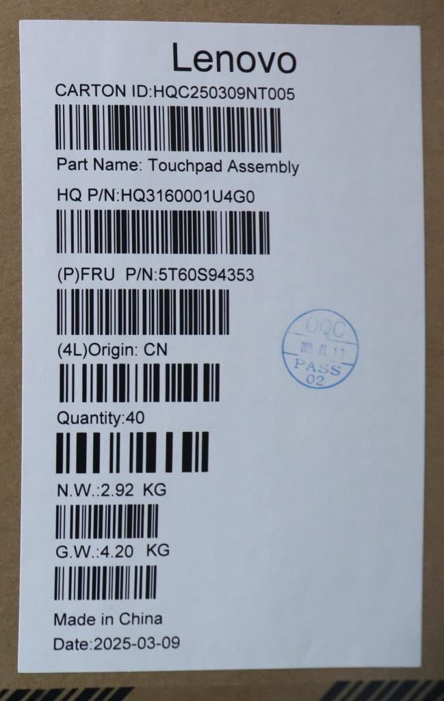 Lenovo H 83KT LG Touchpad Board 5T60S94353
