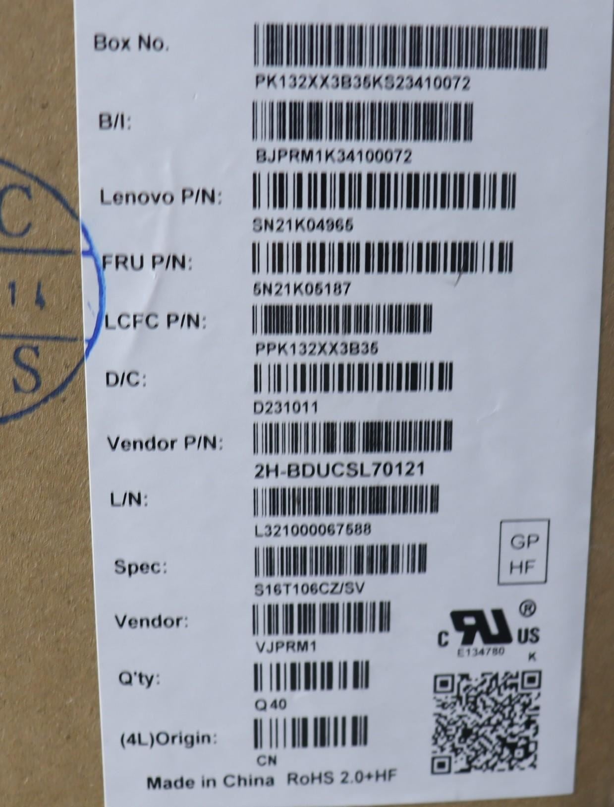 Lenovo ThinkPad P16v Gen 1 L15 Gen 4 T16 Gen 2 Keyboard Black Backlit 5N21K05187