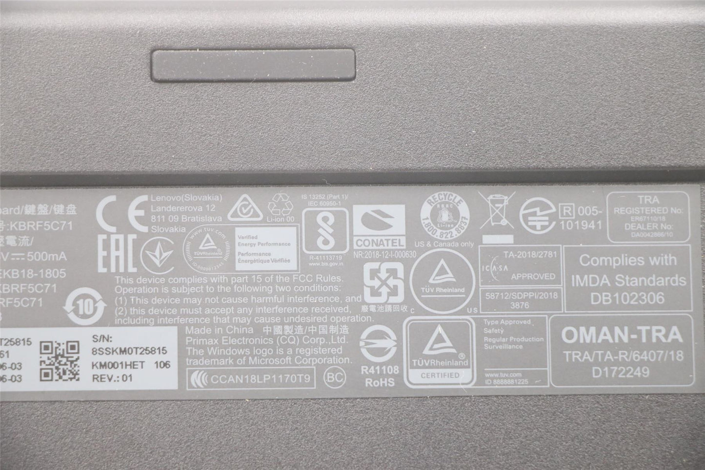 Lenovo ultraslim FRU US English 03X7661