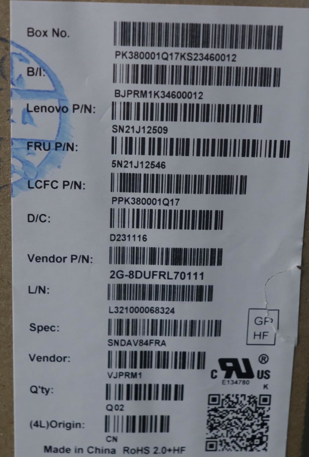 Lenovo NDA-V KBD,LBL-1,PMX,FRA 5N21J12546
