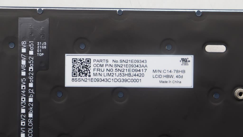 Lenovo ThinkPad C14 Gen 1 Keyboard Hebrew Black 5N21E09454
