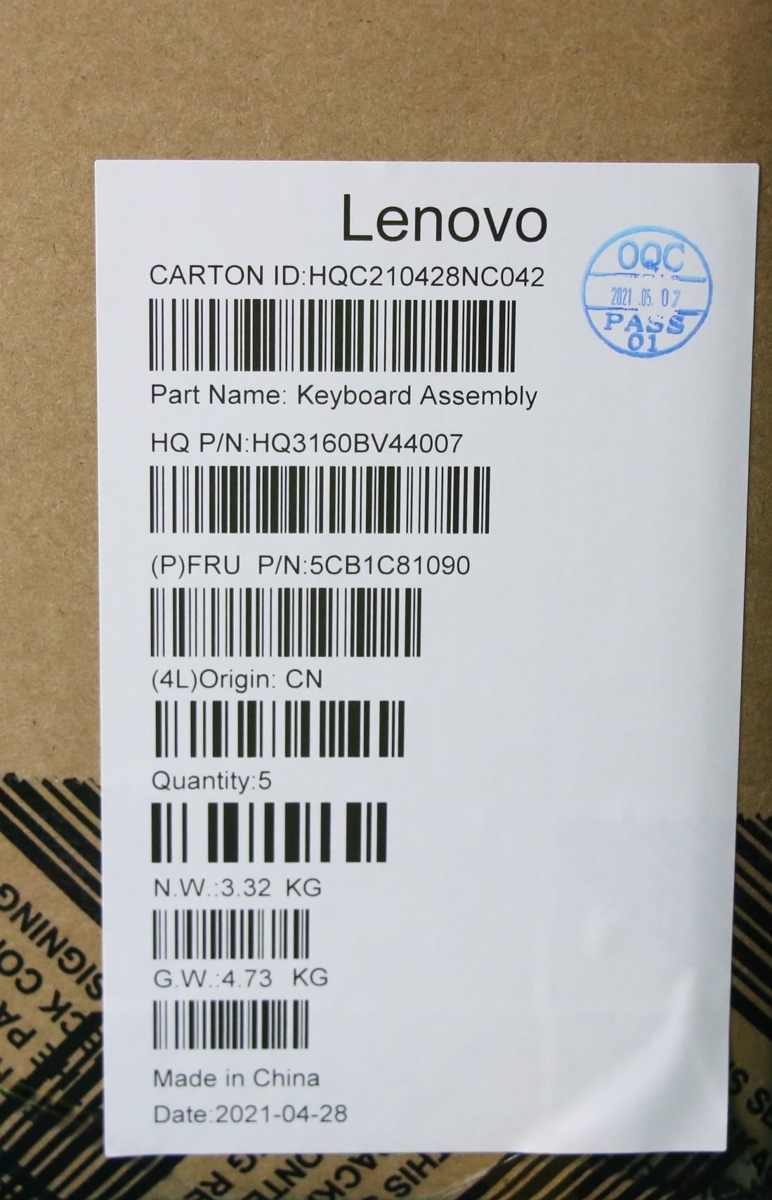 Lenovo IdeaPad 5 16IHU6 Palmrest Cover Touchpad Keyboard US Europe 5CB1C81090