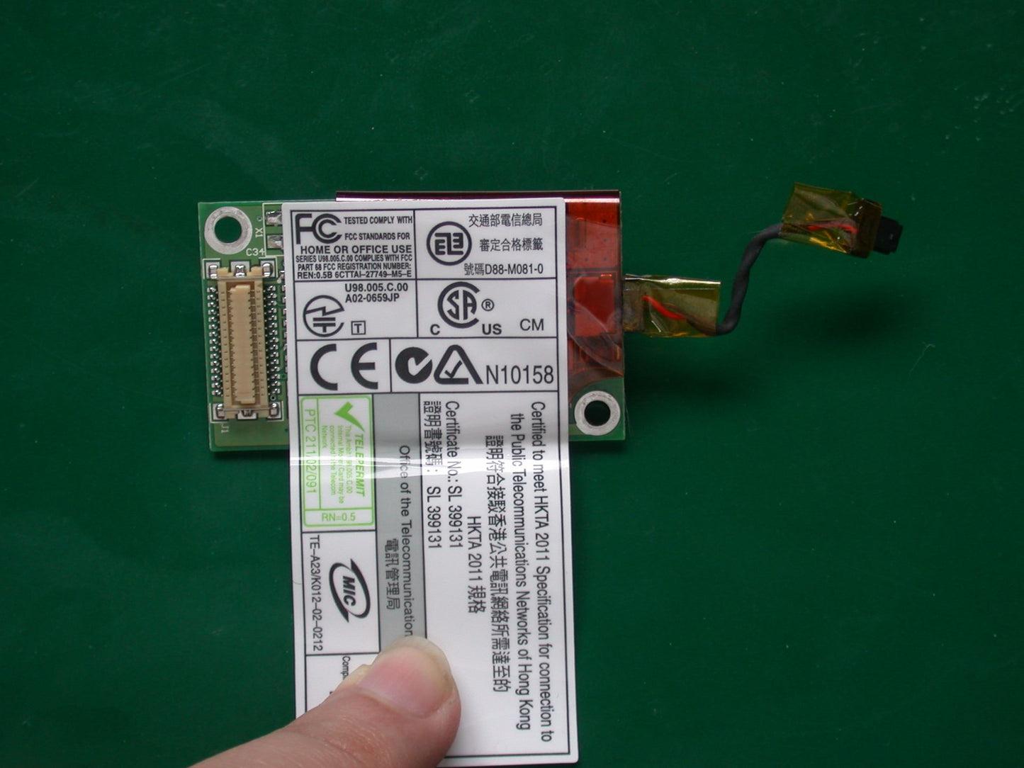 Lenovo ZW1L MDC AMBIT U98.005.C.00(含线 Modem Board 11004974