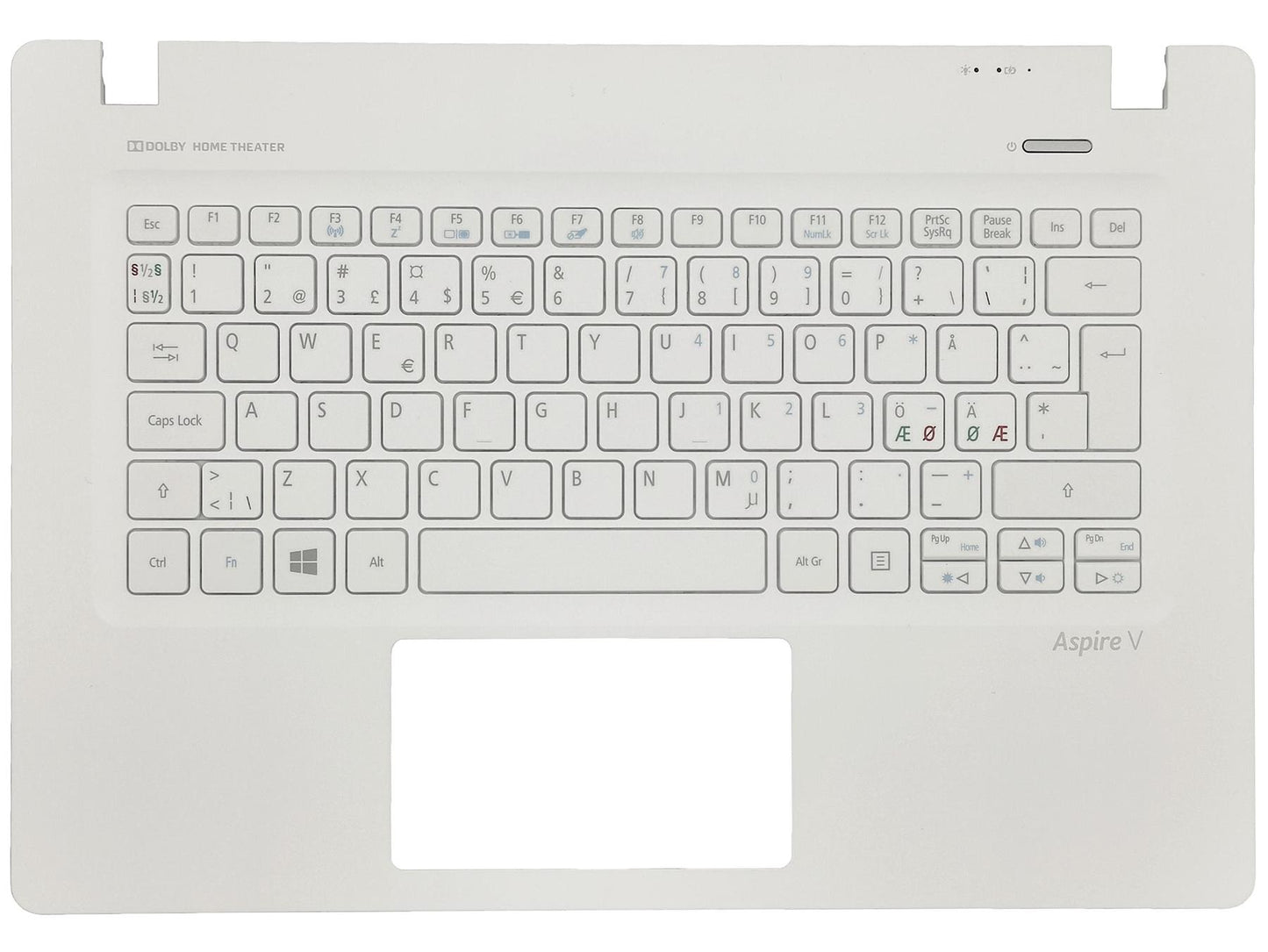 Acer Aspire V3-331 V3-371 Palmrest Cover Keyboard Nordic White 60.MPHN1.022