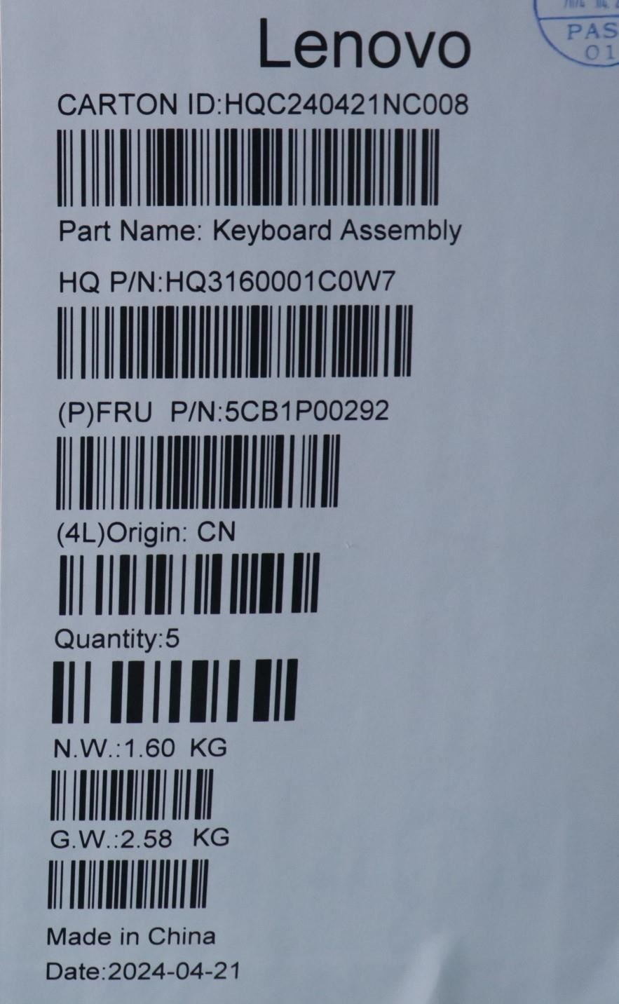 Lenovo UpperCaseASM SPA H83DJ NFP TT 5CB1P00292