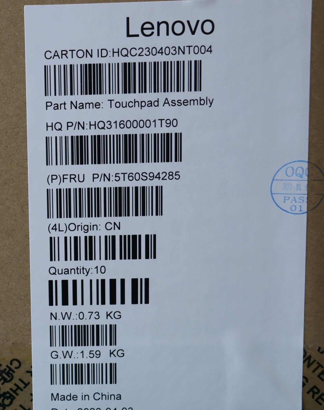 Lenovo Yoga 7 14IRL8 Touchpad Trackpad PCB Board Grey 5T60S94285